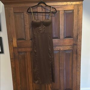 Brown event midi dress